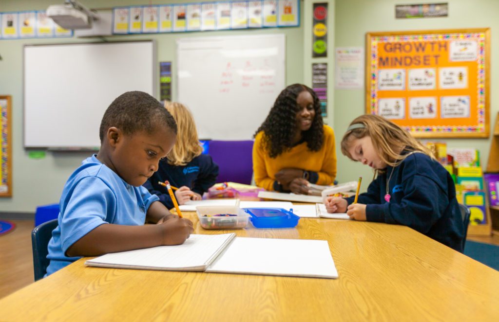 Students from a private elementary school in Columbia, MD, learn through experiential, hands-on, and project-based lessons. 